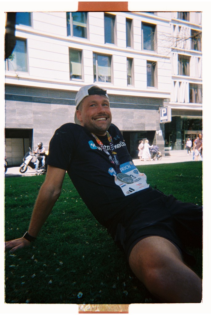 Kevin after finishing a marathon